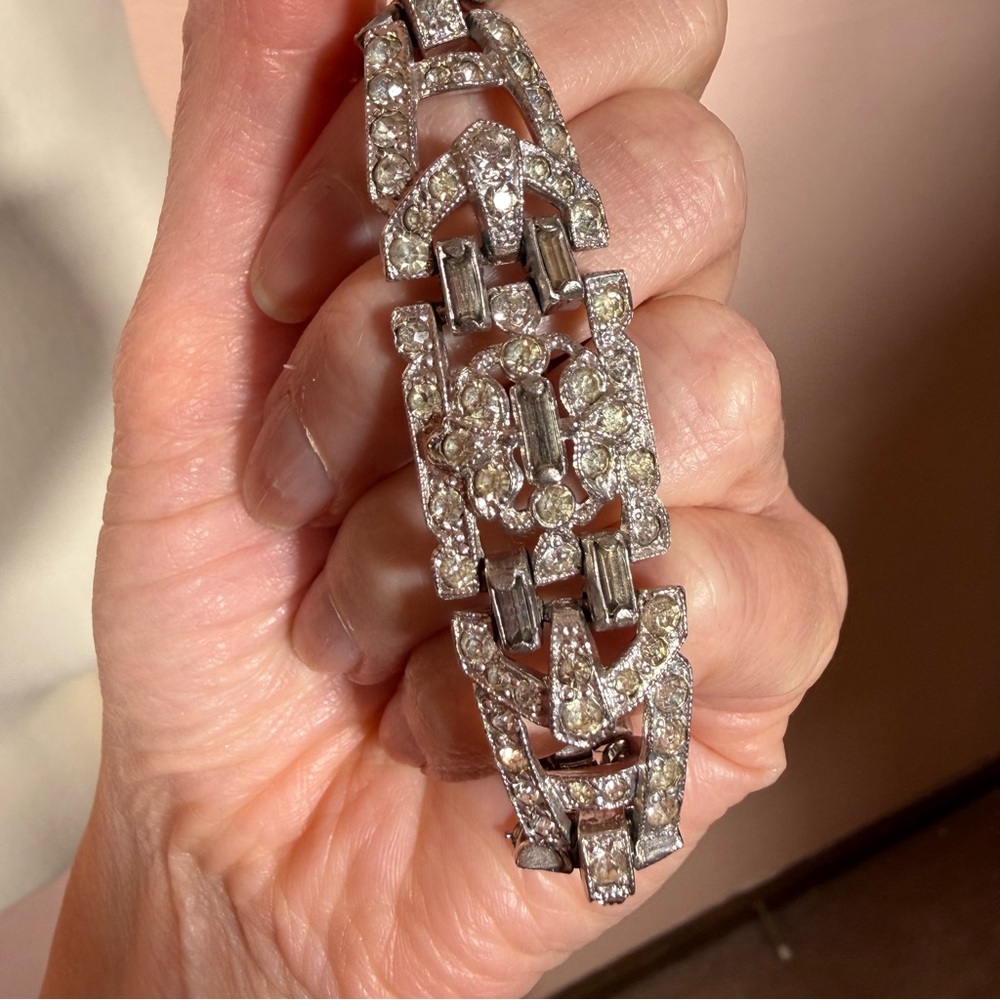 Art deco 1920’s Star Antique Victorian Crystal Rhinestone Wide Bracelet